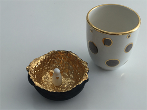 Gef&auml;sse in Gold mit Schutzengel