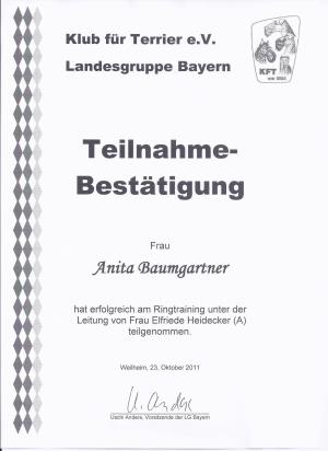 Ringtraining Club für Terrier, LG Bayern</br>Weilheim, 23. Oktober 2011
