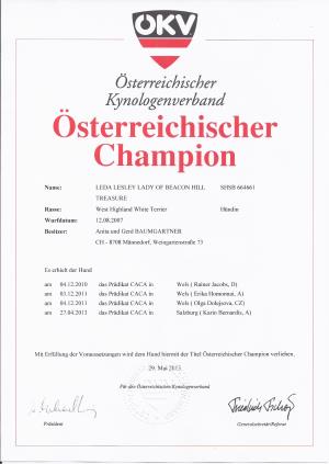 Leda Lesley Lady of Beacon Hill Treasure<br>&Ouml;sterreichischer Champion (&Ouml;CH)