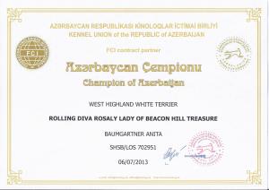 Rolling Diva Rosaly somit sensationell - im ersten Anlauf -<br>Champion von Moldavia und Azerbaijan